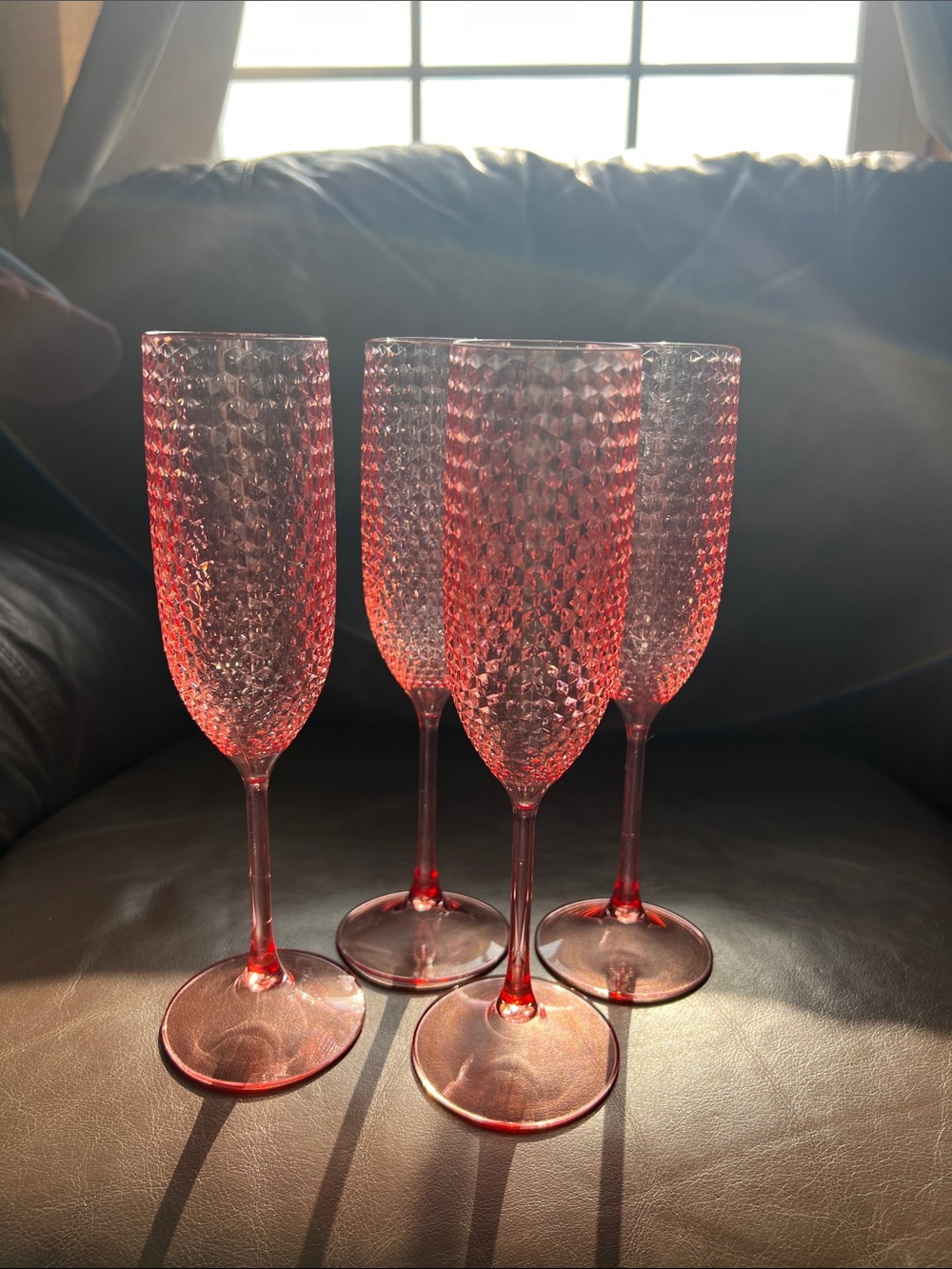 Pink Textured Champagne Flutes - Set of 4